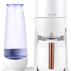 Café White Coffee Maker with Copper Accents